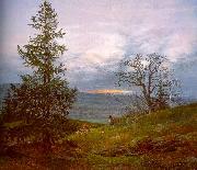Johan Christian Dahl Evening Landscape with Shepherd painting